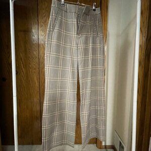 Banana Republic High Rise Wide Leg Plaid Trouser